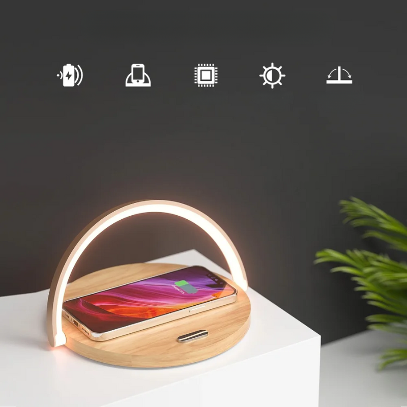 Practical - Wireless Charger 15W with Adjustable Touch Lamp for iPhone and AirPods | elesira