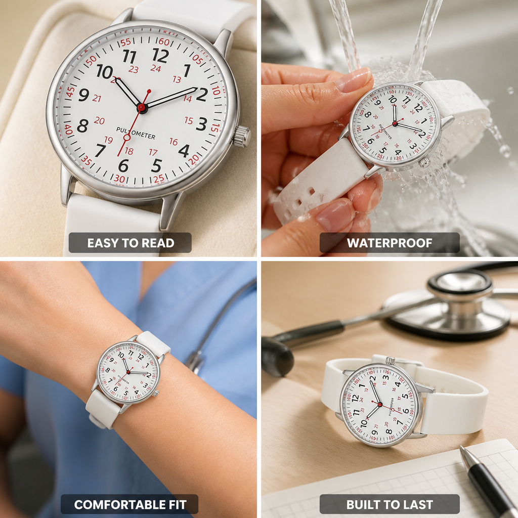Waterproof Easy-To-Read Nurse Watch (Silicone Band) | elesira