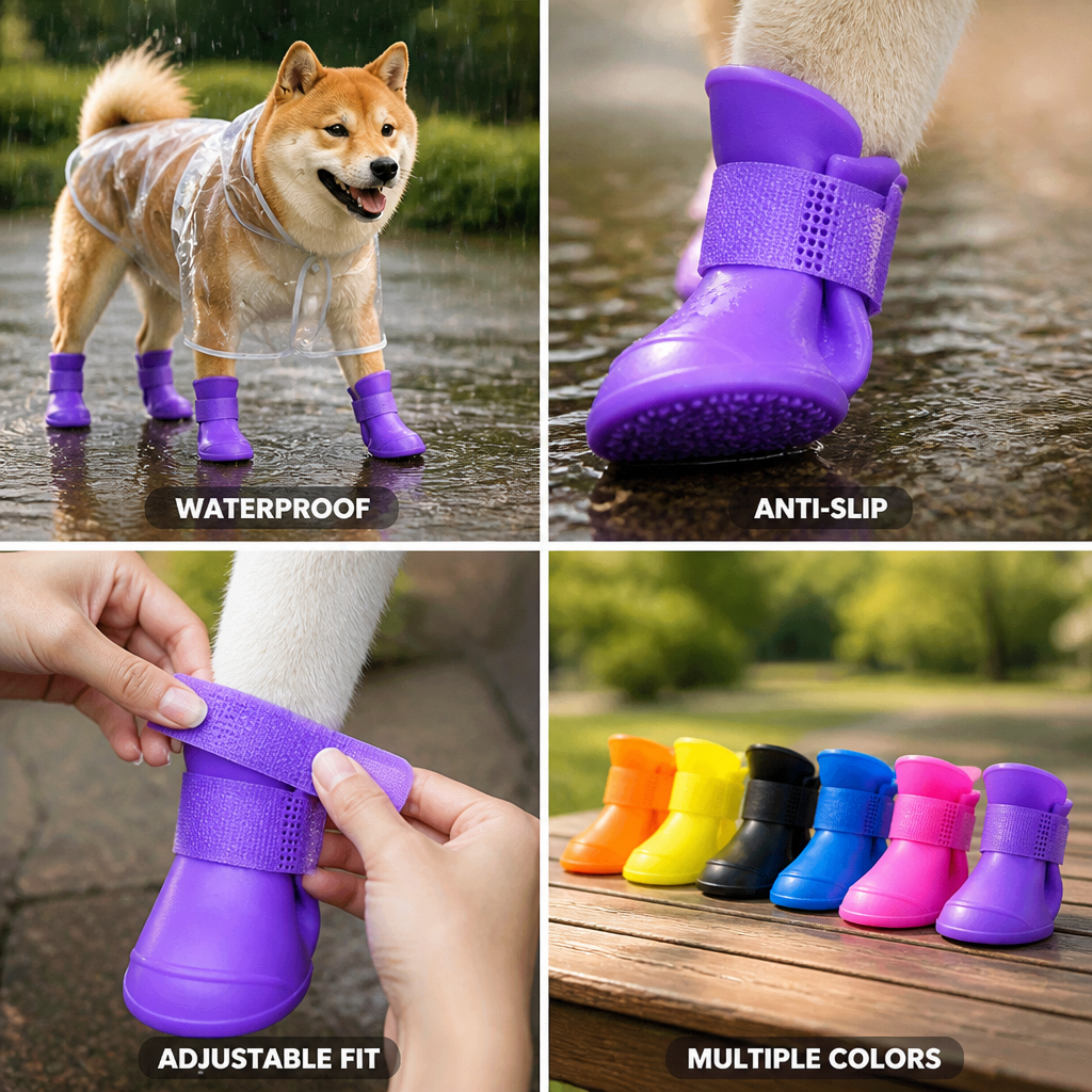Waterproof & Anti-Slip Dog Boots With Adjustable Strap | elesira