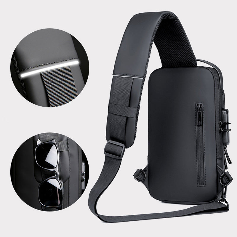 Waterproof and Theft-Resistant Shoulder Bag with USB Port | elesira