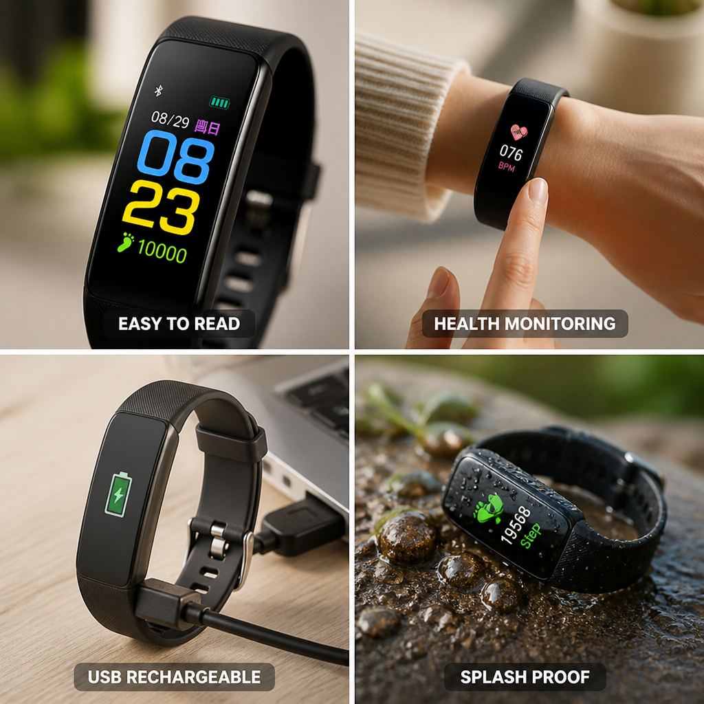 Simple LED Heart & Blood Pressure Senior Smartwatch | elesira