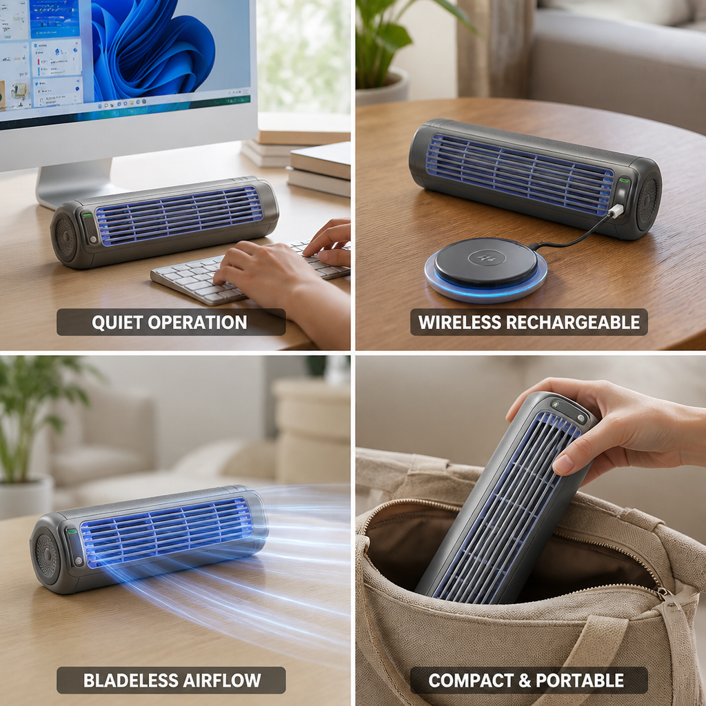 Wireless Rechargeable Bladeless Personal Air Cooler | elesira