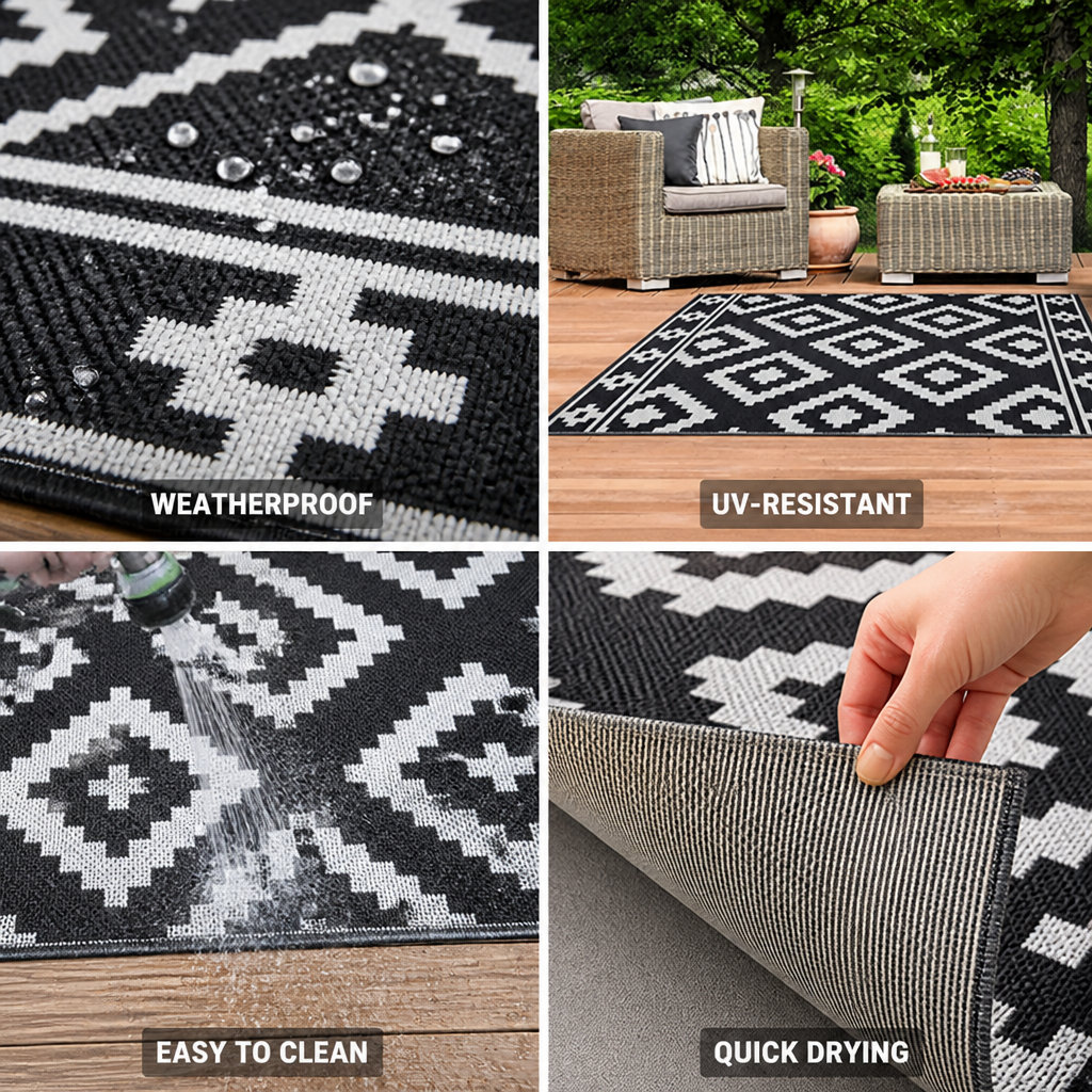 Weatherproof UV-Resistant Geometric Outdoor Rug | elesira