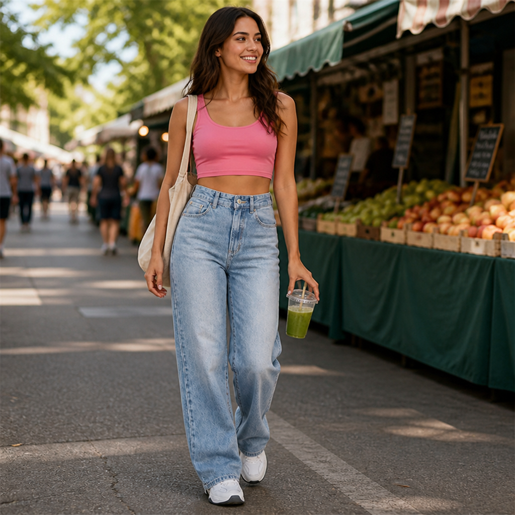 Vérova – Vintage jeans med høyt liv og vide ben, uten glippe i midjen | elesira