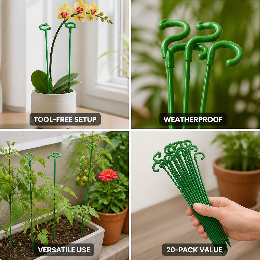 Hastes de suporte para plantas resistentes às intempéries e sem necessidade de ferramentas (pack de 20) | elesira