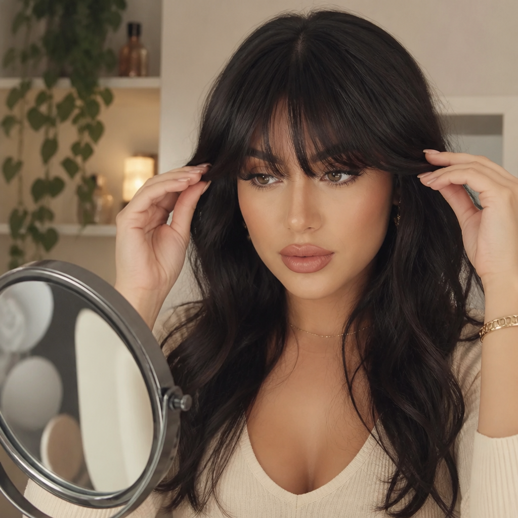 VelvetVeil | Instantly Own Every Room with Effortless, Flawless Bangs | elesira