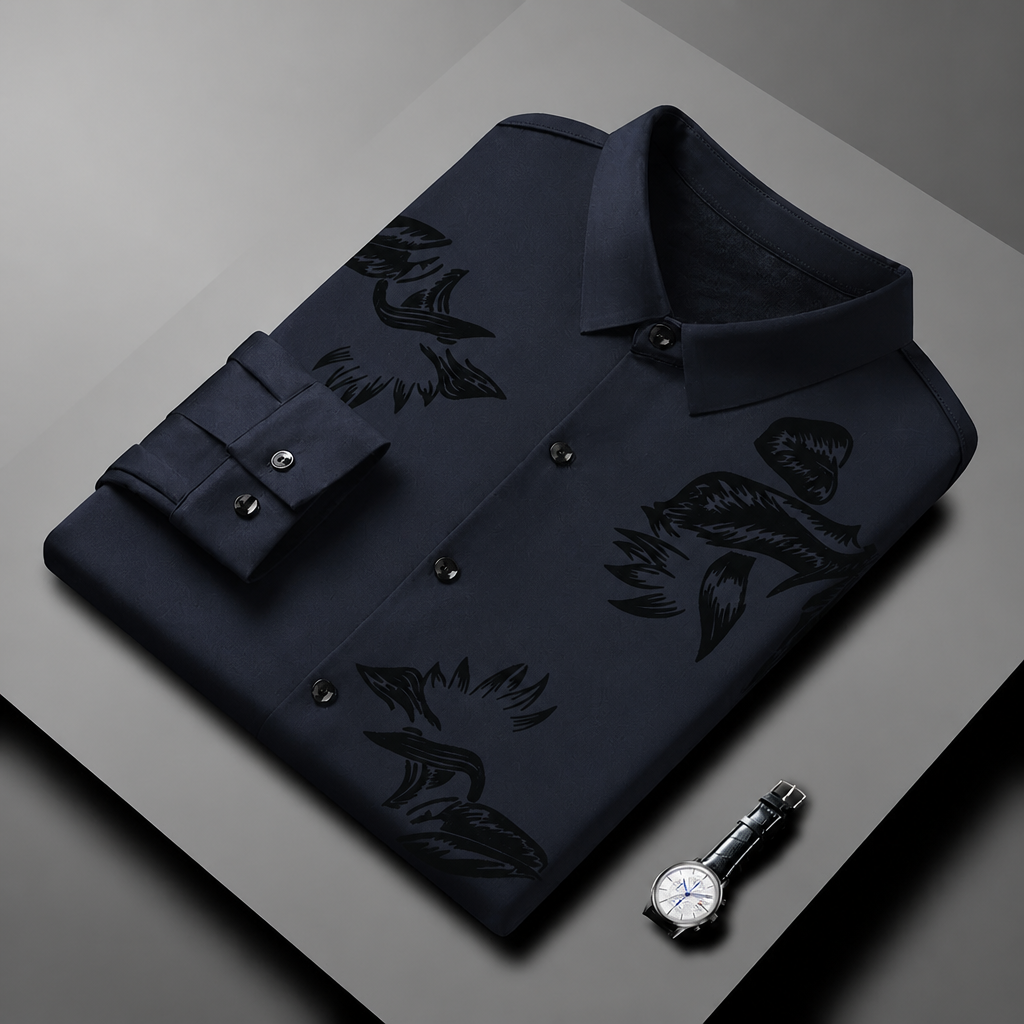 VulcanTherm – Brushstroke-Patterned Slim-Fit Fleece-Lined Shirt | elesira