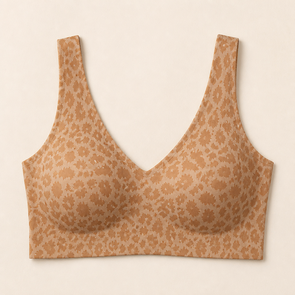 SilquiEase – Wireless Seamless Leopard Print Bra with Cut-Out Back | elesira