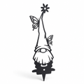 Estaca de hierro para jardín con gnomo resistente a la intemperie (recortes de mariposas y flores) | elesira