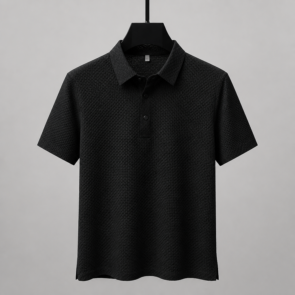 VentraBreeze – Breathable Textured Knit Polo Featuring Snap-Button Placket | elesira