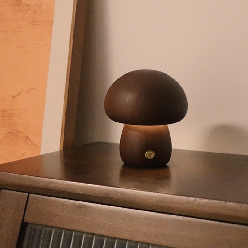LUMONIGHT | Wooden Mushroom LED Night Light with Touch Switch | Atmospheric Lighting | Child Friendly Lamp | elesira