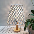 Handmade Cone Bedroom Night Lamp Countryside Rope 1-Light Yellow Nightstand Lamp with Wood Base | elesira