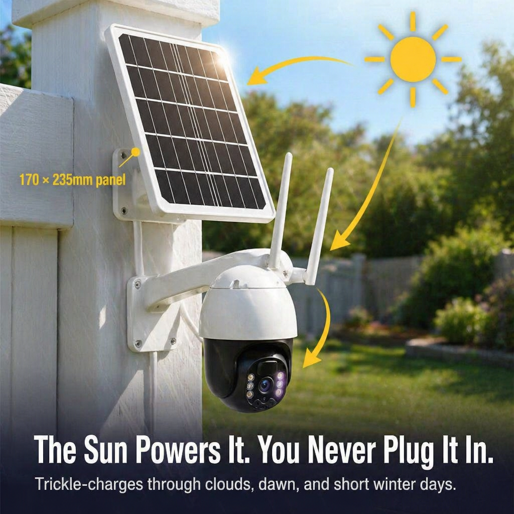 SolarSentry Wireless Outdoor Camera | Monitor Every Blind Spot Around the Clock, No Cables, No Fees | elesira