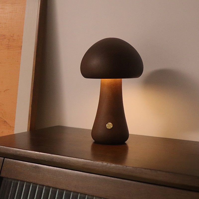 LUMONIGHT | Wooden Mushroom LED Night Light with Touch Switch | Atmospheric Lighting | Child Friendly Lamp | elesira