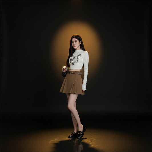 Short Velours — Plissé Taille Haute Texturé