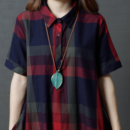 Robe Chemise Midi à Carreaux — Style Élégant Décontracté