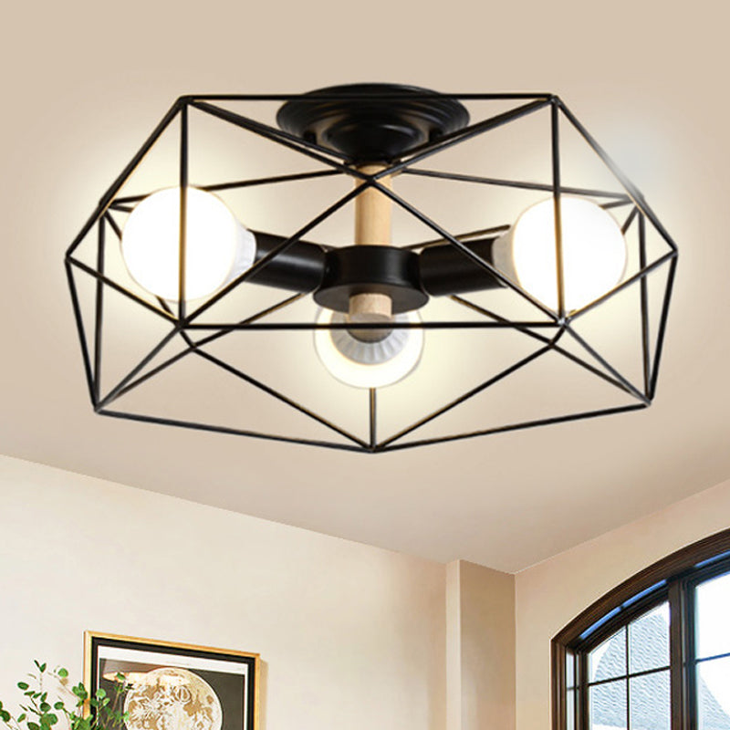 IndustrialGlow – Semi-recessed ceiling lamp with geometric design | elesira