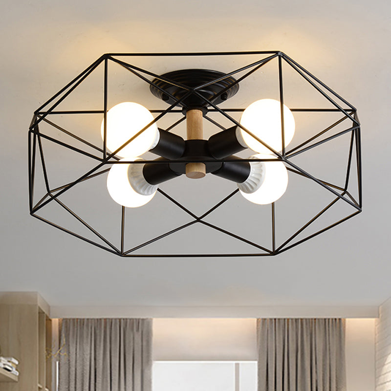 IndustrialGlow – Semi-recessed ceiling lamp with geometric design | elesira