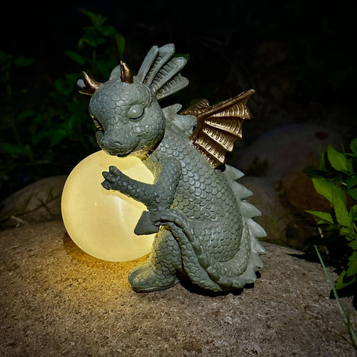 Solcellsdriven dinosauriestaty med belysning för meditation och avkoppling | elesira