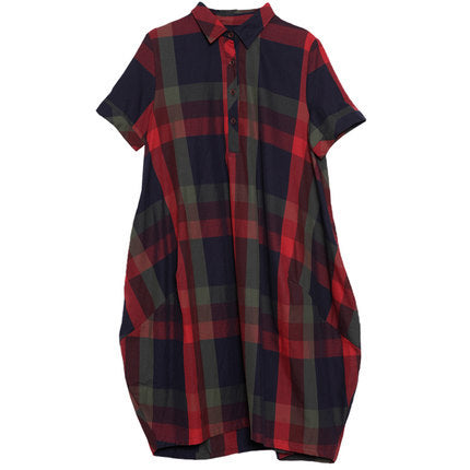 Robe Chemise Midi à Carreaux — Style Élégant Décontracté