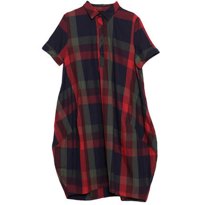Robe Chemise Midi à Carreaux — Style Élégant Décontracté