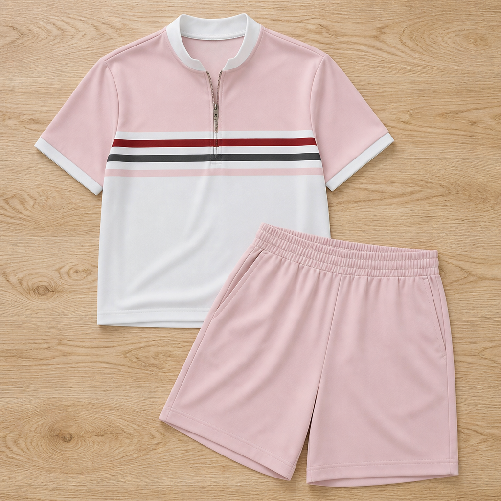 Zip-Collar Shirt & Shorts Set | Feel Fresh, Move Freely, Command Every Moment | elesira