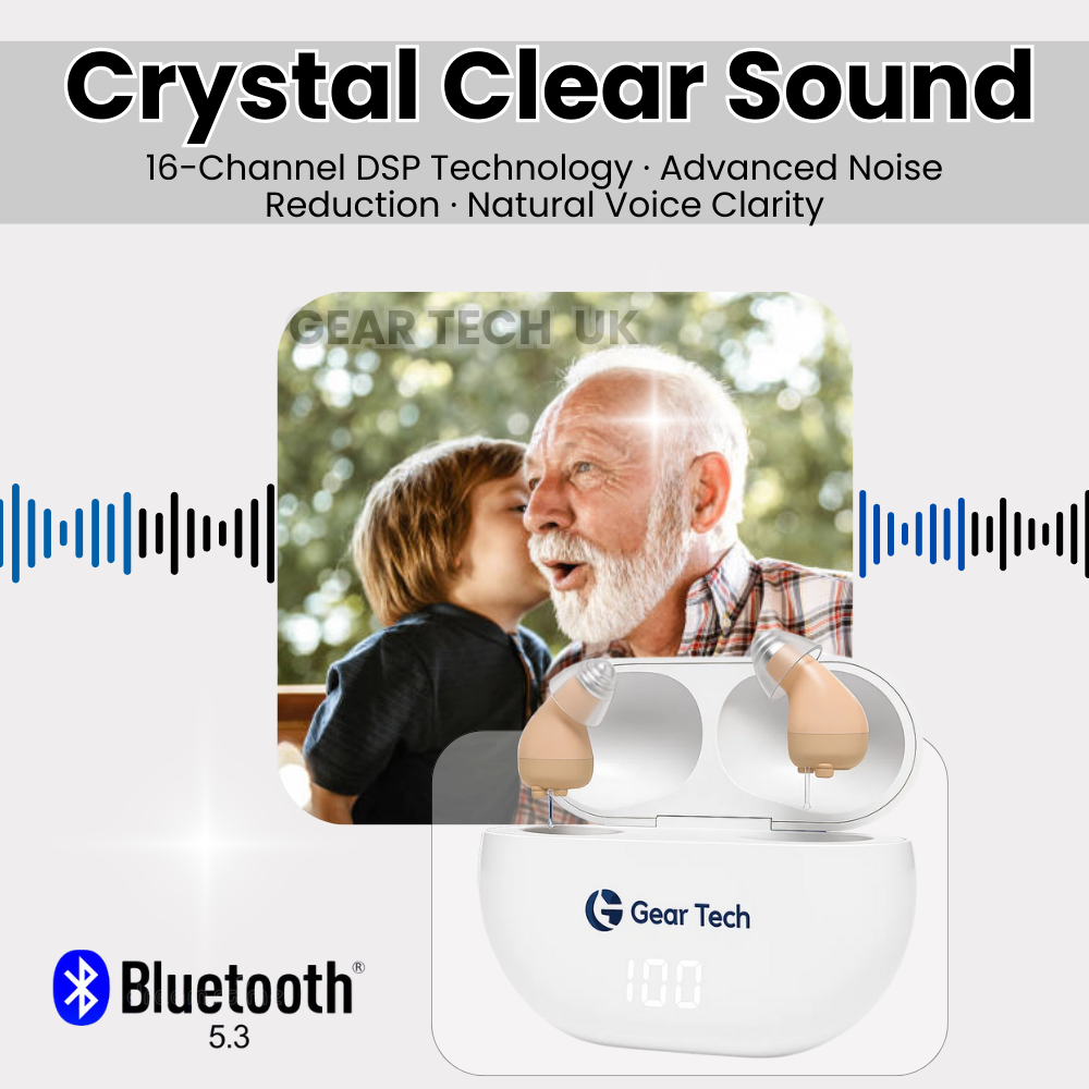 Aparelhos auditivos Bluetooth inteligentes com controlo por aplicação - sem necessidade de receita médica | elesira
