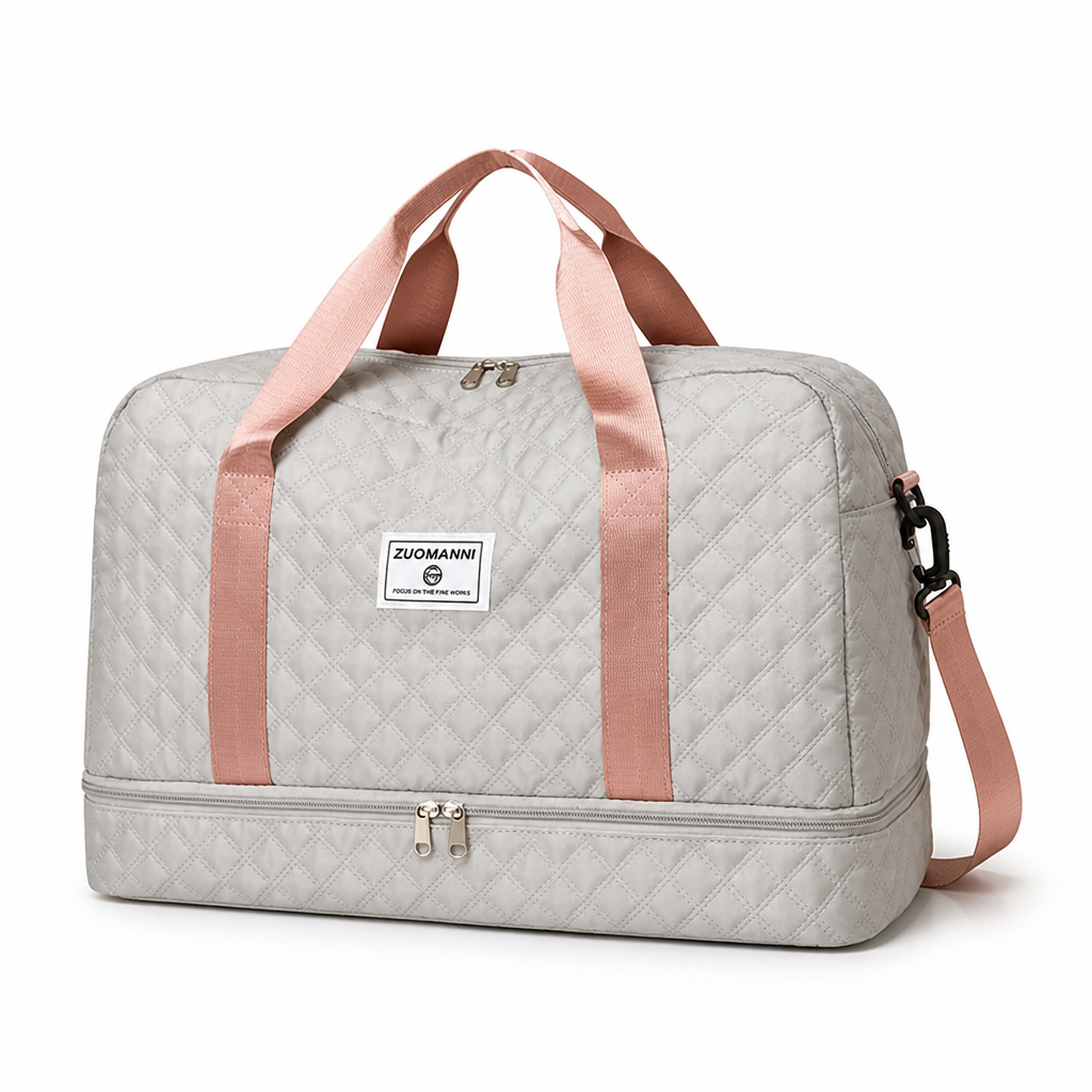 Bolso de fin de semana de nailon repelente al agua (compartimentos para zapatos y artículos mojados) | elesira