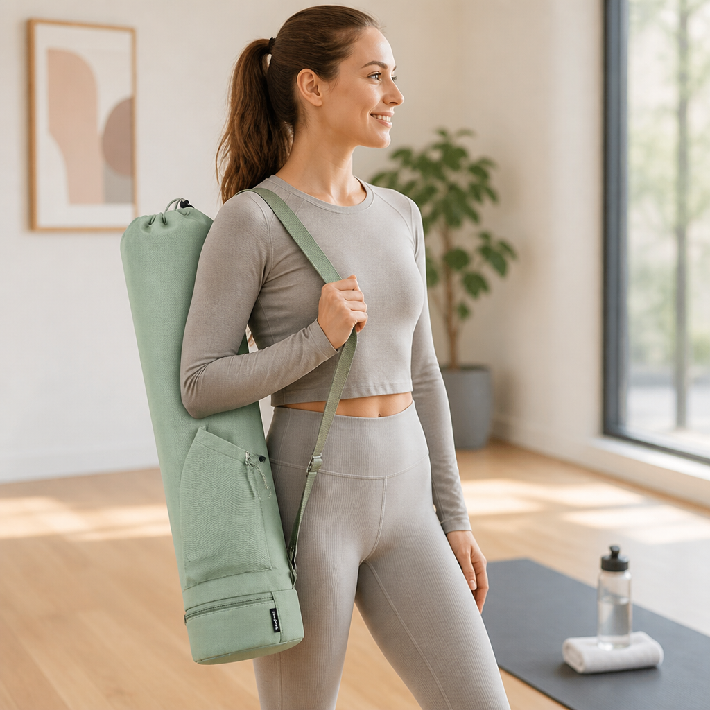 Vandafvisende yogamåttetaske med vådlomme (justerbar rem) | elesira
