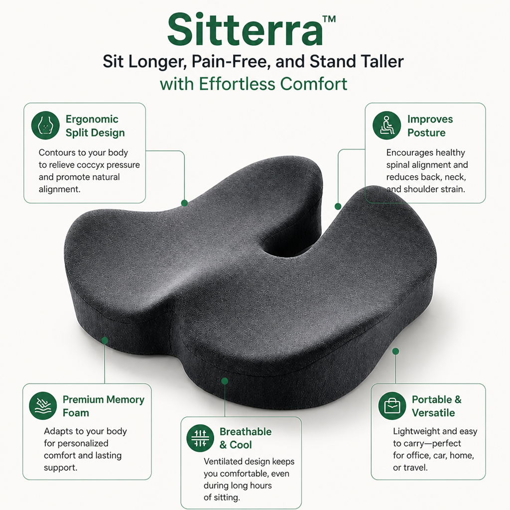 Sitterra | Sit Longer, Pain-Free, and Stand Taller with Effortless Comfort | elesira