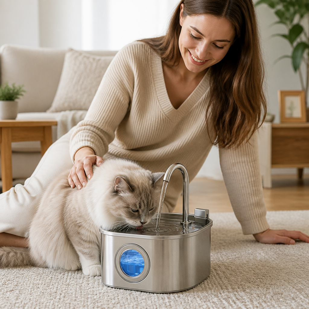 Whisper-Quiet 5-Stage Filtration Pet Water Fountain (3.2L) | elesira