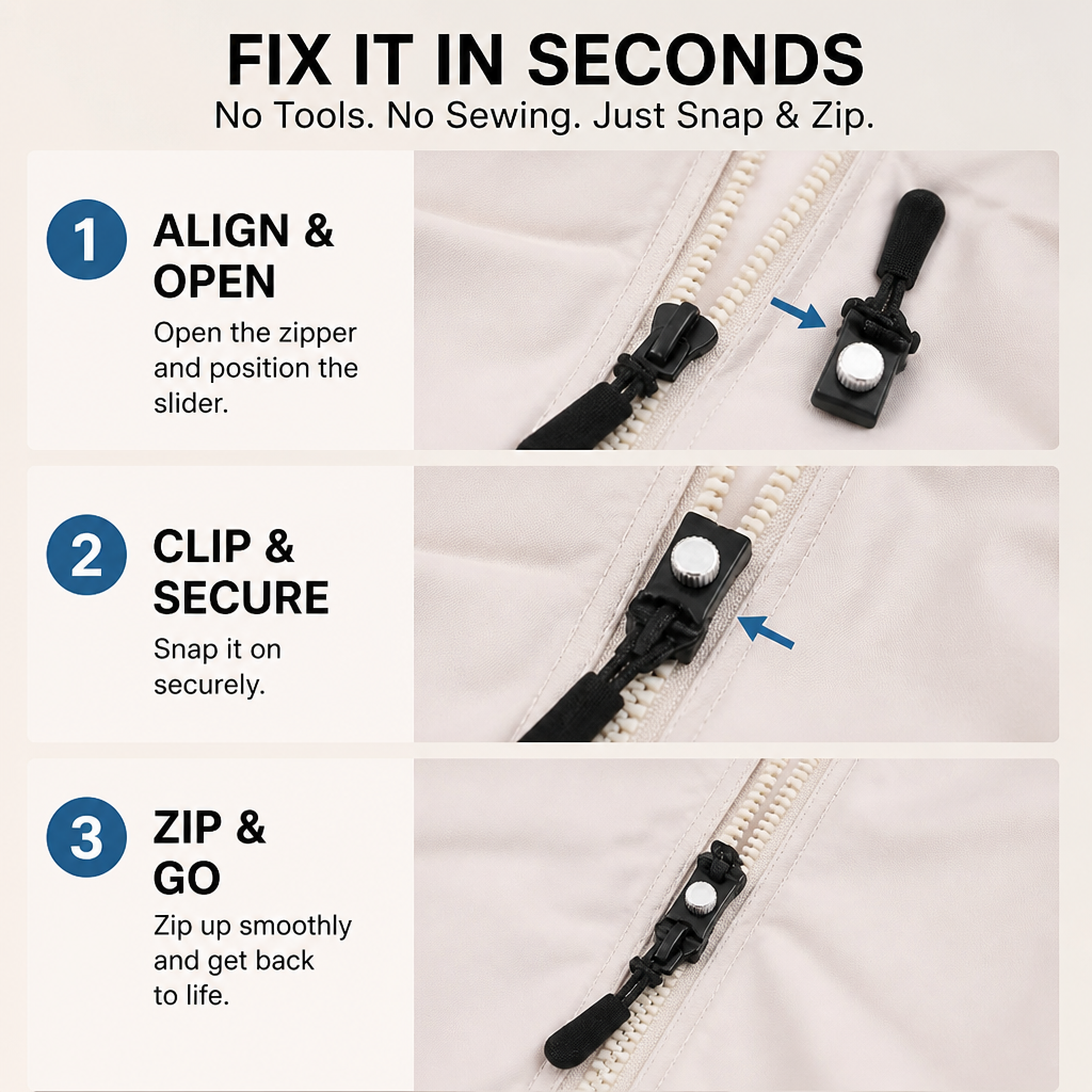ZipMasterPro - Snap On Freedom and Never Fight a Jam Again | elesira