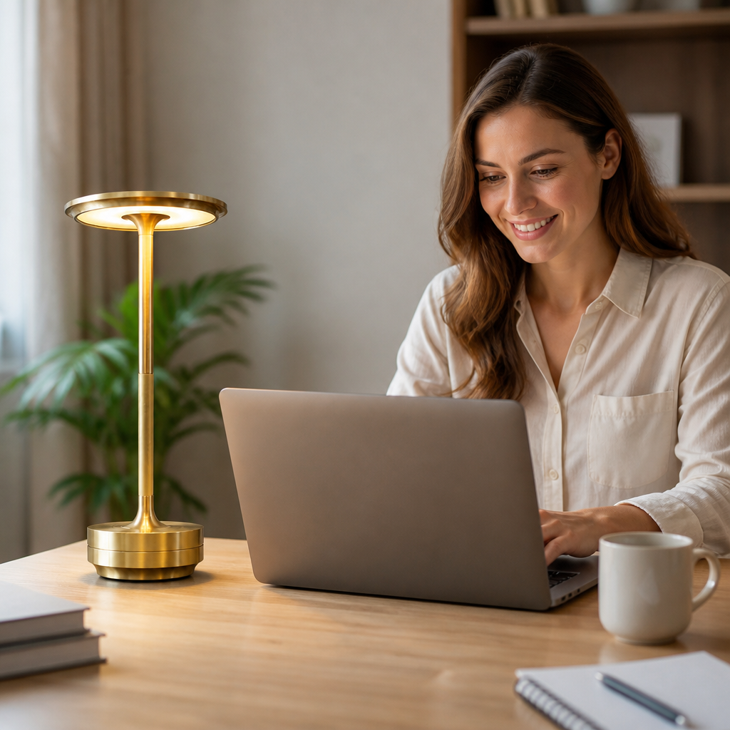 Wireless USB Rechargeable Dimmable Table Lamp | elesira