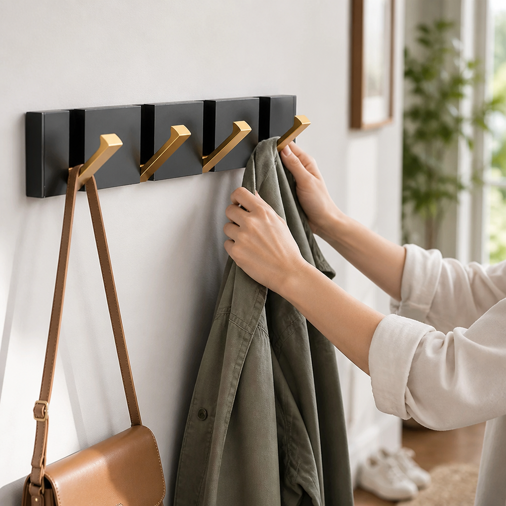Space-Saving Foldable Aerospace Aluminum Wall Hook (2–6 Hooks) | elesira