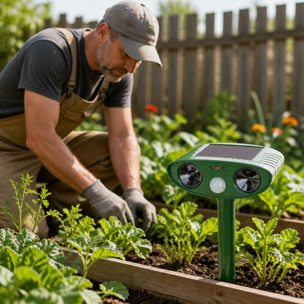 Solar-Powered Ultrasonic Motion-Activated Chipmunk Repeller (2,425 Sq Ft Coverage) | elesira