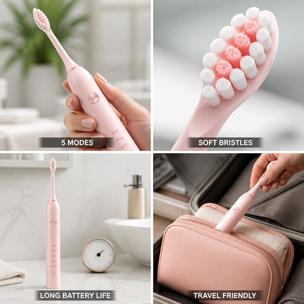 Smart 5-Mode Soft-Bristle Electric Toothbrush | elesira