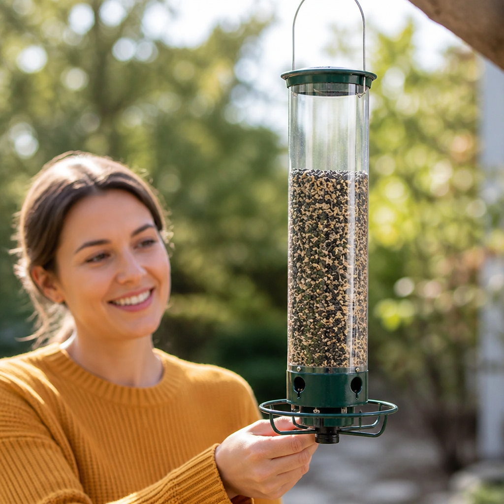 Wetterfester transparenter Vogelhäuschen zum Aufhängen aus Acryl (4 Sitzstangen) | elesira