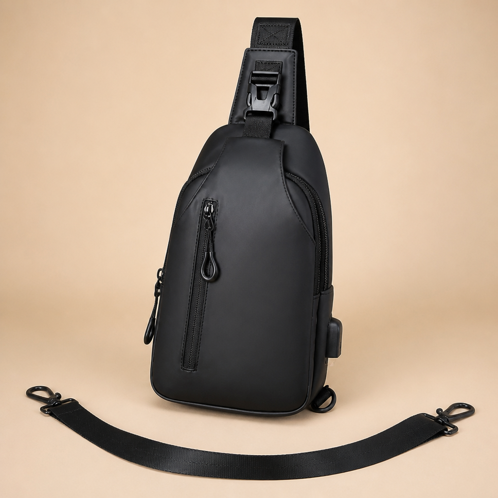 VertaShield – Voděodolná crossbody taška přes rameno s USB nabíjecím portem - elesira