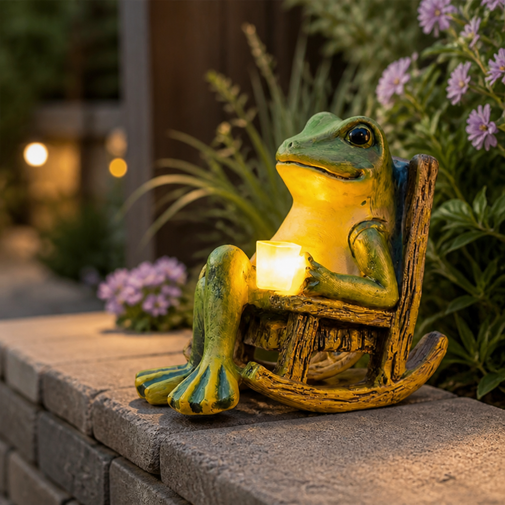 Luce solare automatica a forma di rana per giardino, bianco caldo | elesira