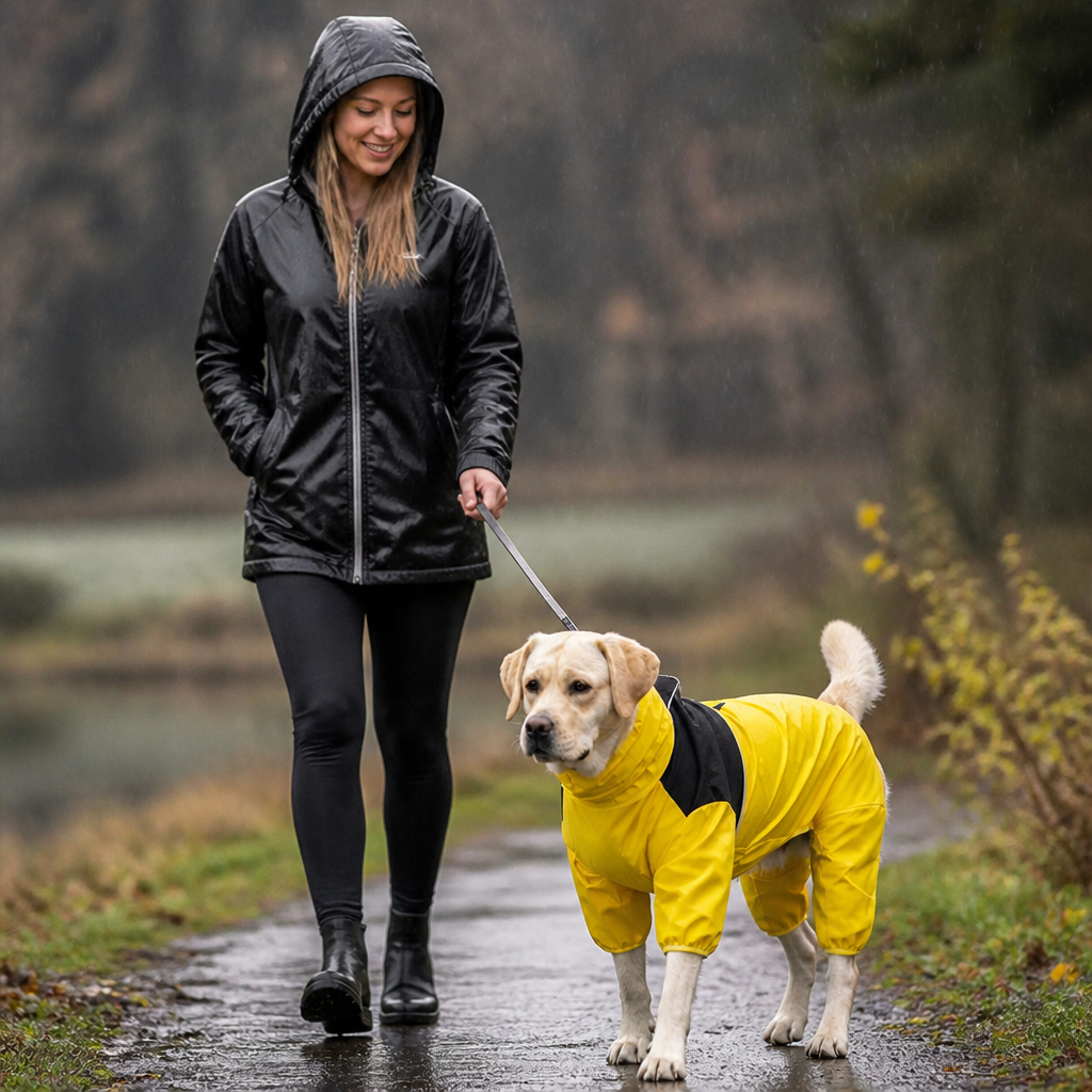 Waterproof Four-Leg Full-Coverage Dog Raincoat (Adjustable Straps) | elesira