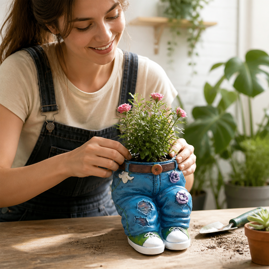 Jardinera de vaqueros de resina 3D resistente a la intemperie | elesira