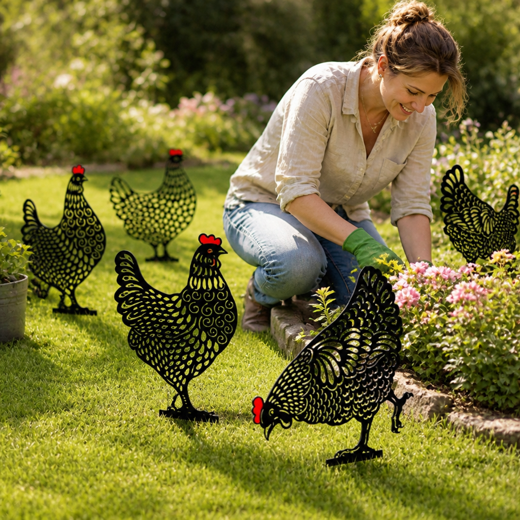 Étiquettes de jardin en acrylique en forme de poulet, résistantes aux intempéries (lot de 5) | elesira