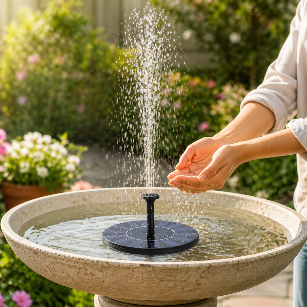 Solar-Powered Floating Fountain (6 Interchangeable Nozzles) | elesira