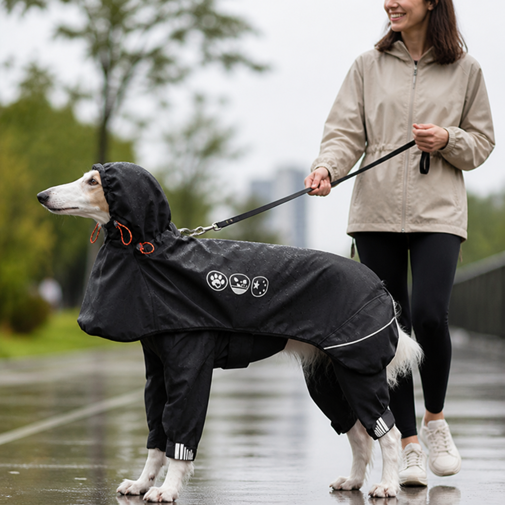 Impermeabile riflettente per cani (copertura integrale a quattro zampe) | elesira