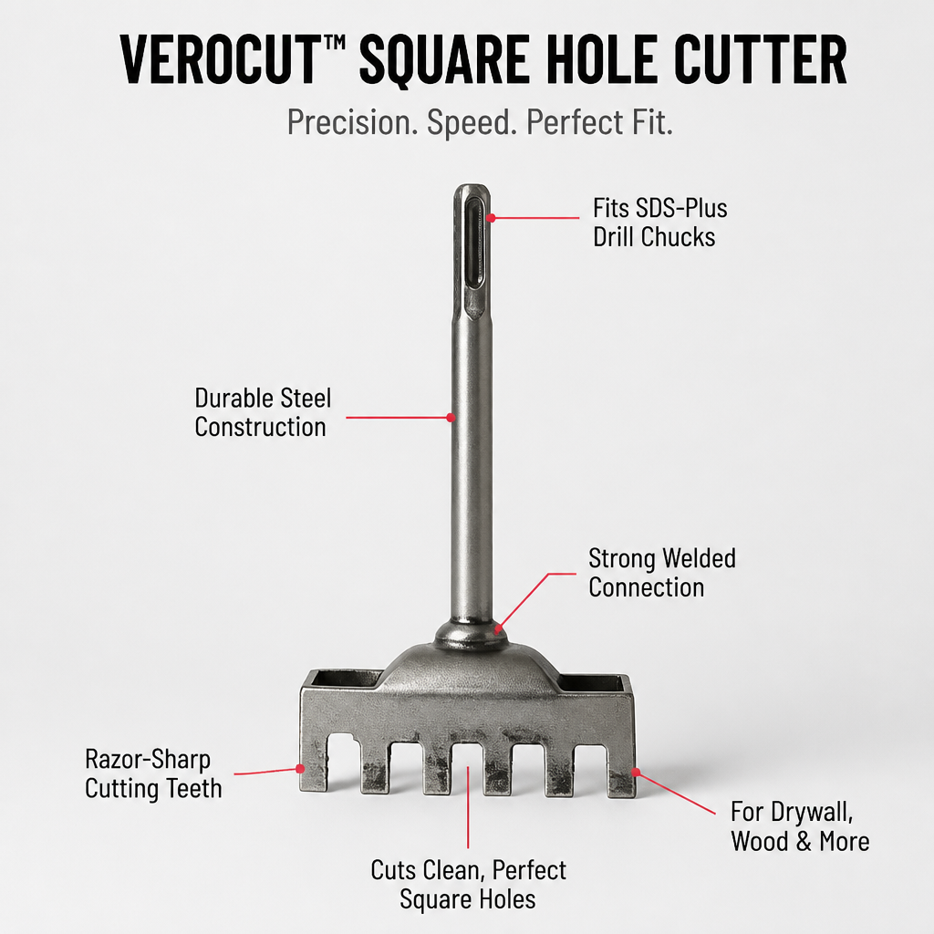 Emporte-pièce à trous carrés VeroCut | Découpez rapidement des carrés parfaits pour des installations impeccables et sans stress, à chaque fois | elesira