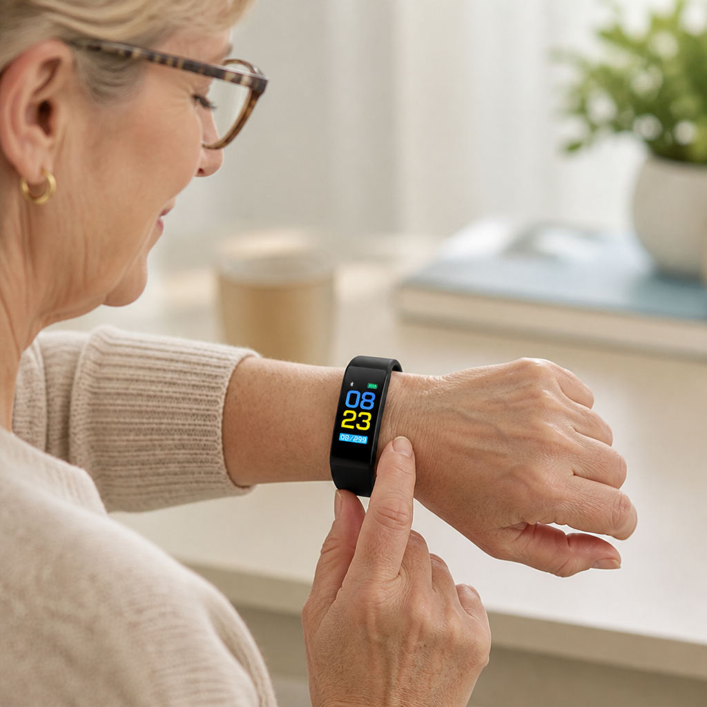 Semplice smartwatch LED per anziani con monitoraggio della frequenza cardiaca e della pressione sanguigna | elesira