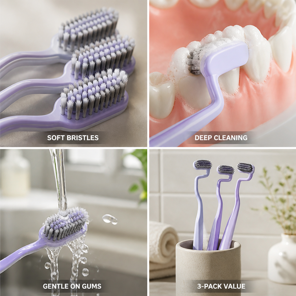 Soft Bristles S-Shaped Toothbrush Set (3-Pack) | elesira