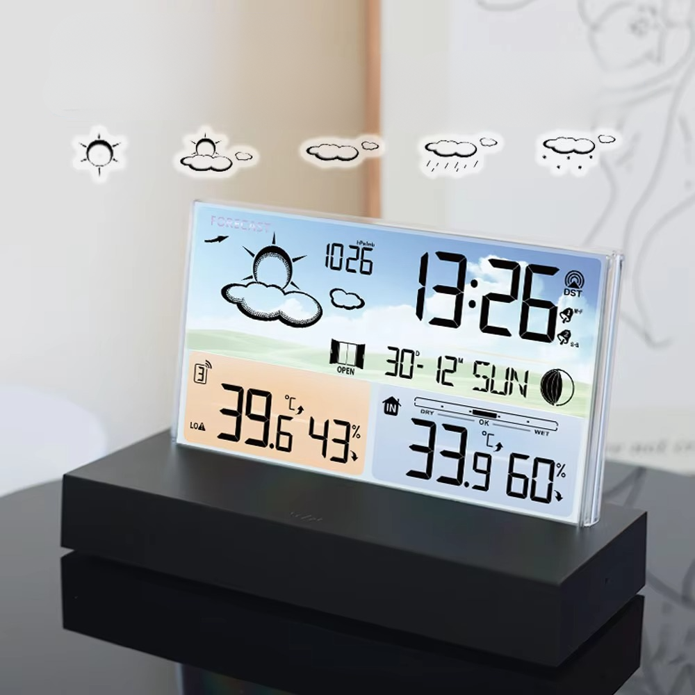 Horloge de bureau intelligente en acrylique avec alarme et affichage de la température | elesira
