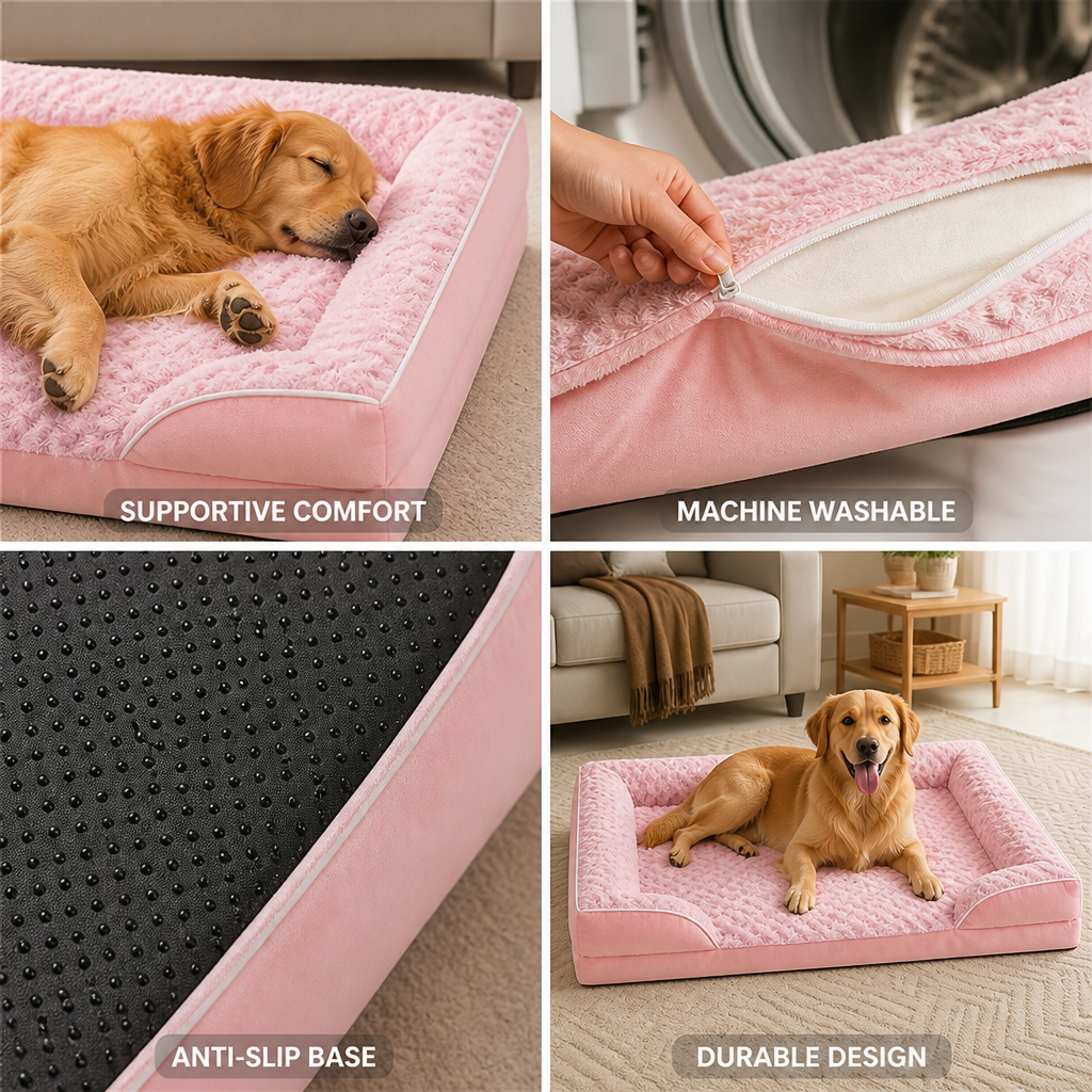 Velvet Memory Foam Pet Sofa Bed (Removable Washable Cover) | elesira