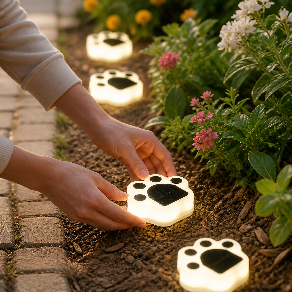 Solar Automatic Paw-Shaped Garden Path Light | elesira